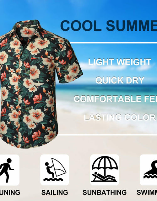 Load image into Gallery viewer, Enlision Men's Floral Hawaiian Shirt Short Sleeve Button-Down Black Size S
