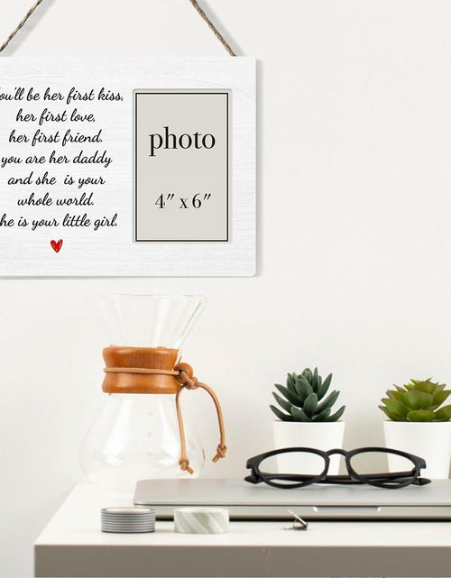 Load image into Gallery viewer, QZJ New Dad Wood Picture Frame Girl Dad Gifts 4x6 Inch Multicolour
