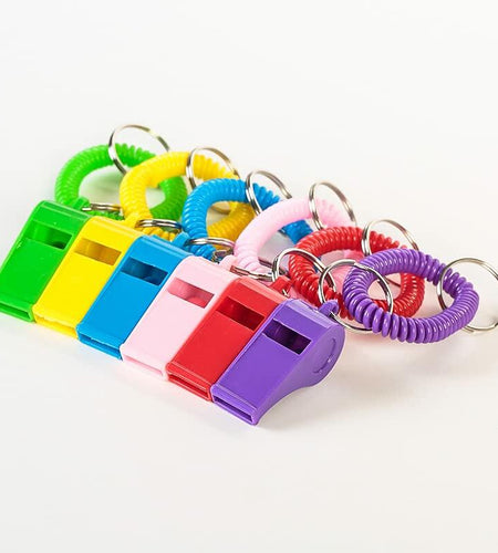 Vocoliday 24pcs Sport Whistle Bracelets with Keychain Plastic Halloween Birthday