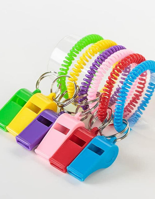 Load image into Gallery viewer, Vocoliday 24pcs Sport Whistle Bracelets with Keychain Plastic Halloween Birthday
