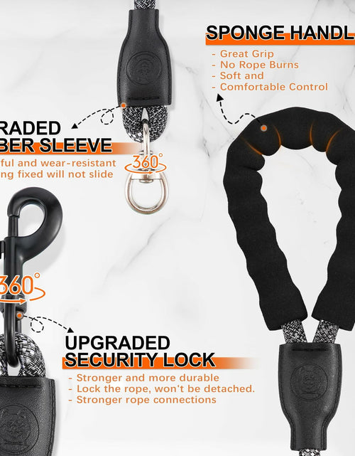 Load image into Gallery viewer, Mengbei Tribe Double Dog Leash Detachable 360° Swivel Reflective Grey Size L
