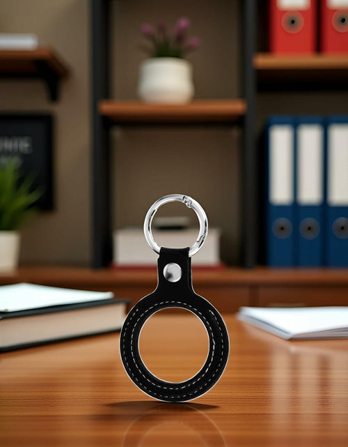 Load image into Gallery viewer, Sluswallow Black Leather Coin Holder Keychain Standard Size Black
