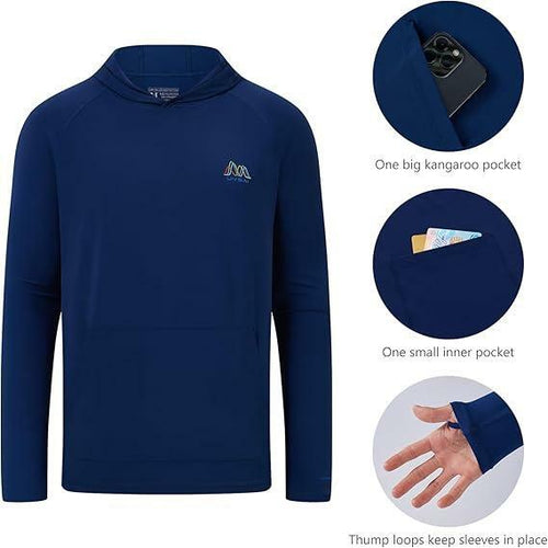 Load image into Gallery viewer, UVSAI Men's UPF 50+ Hoodie Shirt Long Sleeve Vented Tee Blue Size 2XL
