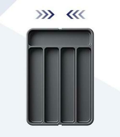 Load image into Gallery viewer, Kitsure Adjustable Cutlery Drawer Organizer Kitchen Tray Black
