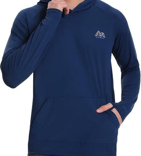 UVSAI Men's UPF 50+ Hoodie Shirt Long Sleeve Vented Tee Blue Size 2XL