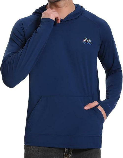 Load image into Gallery viewer, UVSAI Men's UPF 50+ Hoodie Shirt Long Sleeve Vented Tee Blue Size 2XL
