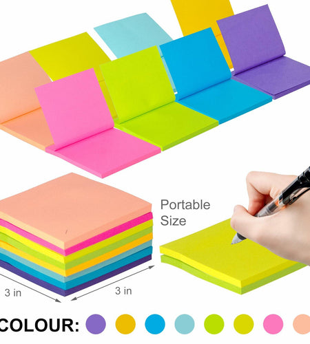 Yamlnke Sticky Notes 3x3in Self-Stick Pads 8 Bright Colors 18 Pads