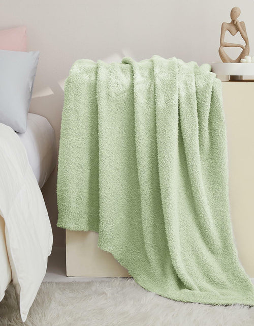 Load image into Gallery viewer, CYMULA Knit Throw Blanket Mint Green Lightweight Plush 50x60 inches

