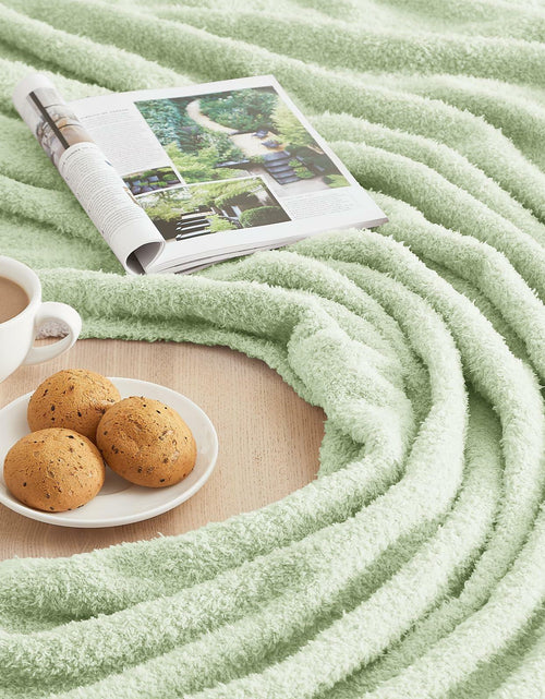 Load image into Gallery viewer, CYMULA Knit Throw Blanket Mint Green Lightweight Plush 50x60 inches

