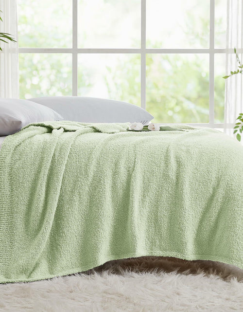 Load image into Gallery viewer, CYMULA Knit Throw Blanket Mint Green Lightweight Plush 50x60 inches
