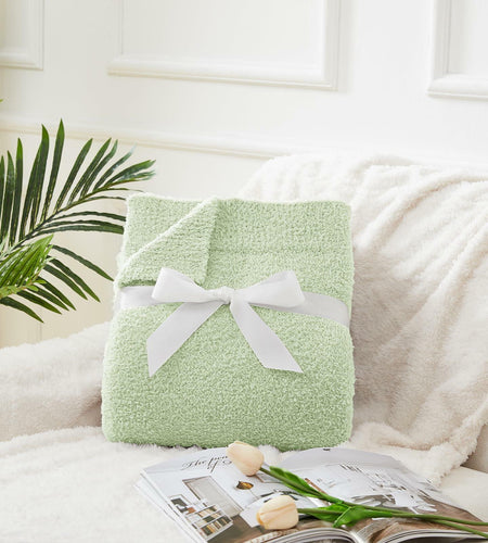 CYMULA Knit Throw Blanket Mint Green Lightweight Plush 50x60 inches