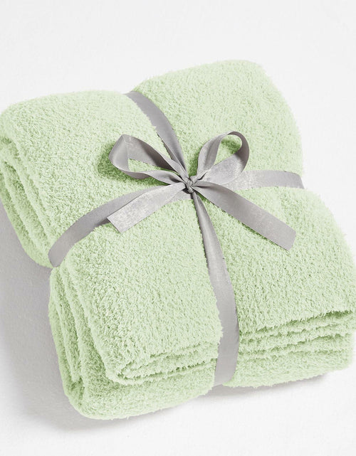 Load image into Gallery viewer, CYMULA Knit Throw Blanket Mint Green Lightweight Plush 50x60 inches
