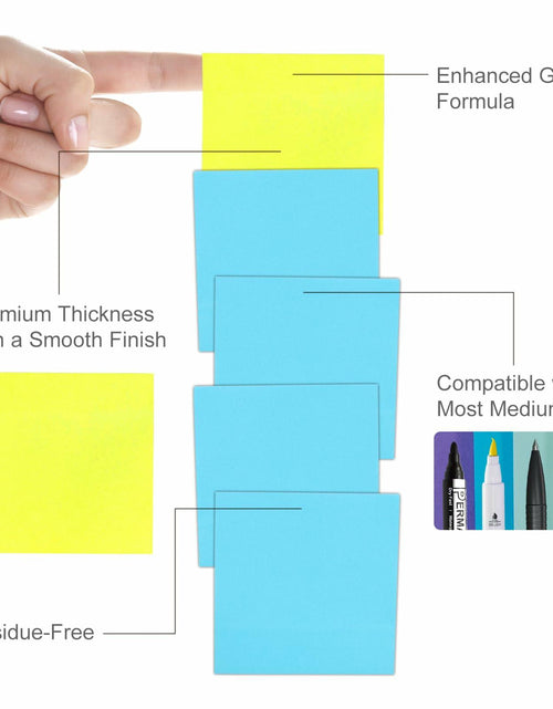 Load image into Gallery viewer, Yamlnke Sticky Notes 3x3in Self-Stick Pads 8 Bright Colors 18 Pads
