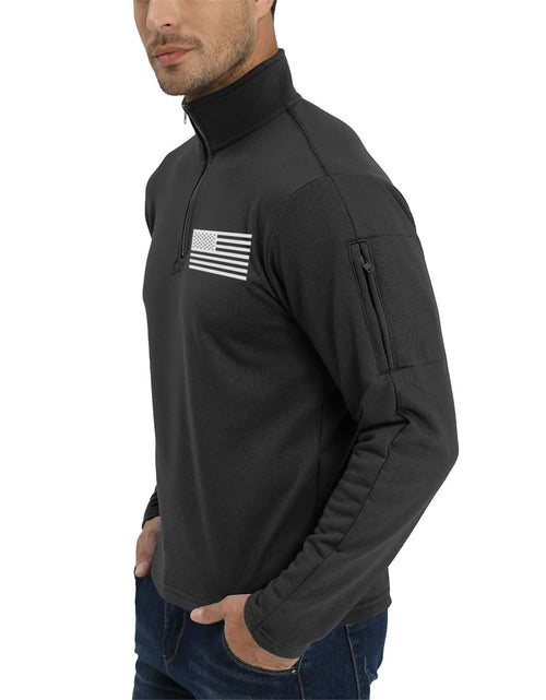 Load image into Gallery viewer, H HYFOL Men's USA Flag Graphic 1/4 Zip Pullover Sweatshirt Black Size S
