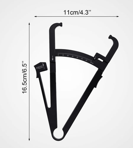 Quacc Body Fat Caliper with Slide Ruler & Body Fat Charts Black