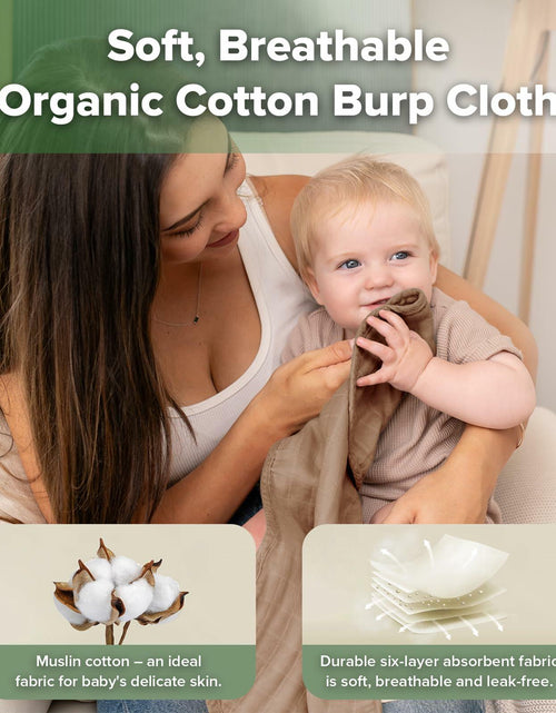 Load image into Gallery viewer, haakaa Muslin Burp Cloths 100% Organic Cotton Large 22.8x11.4 Wheat Mist Blue
