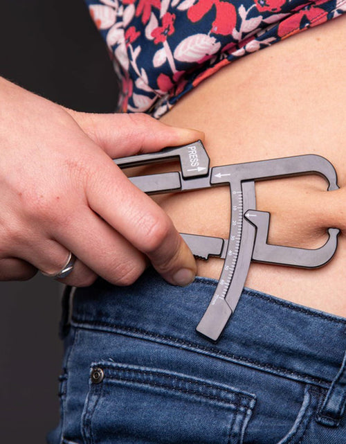 Load image into Gallery viewer, Quacc Body Fat Caliper with Slide Ruler &amp; Body Fat Charts Black
