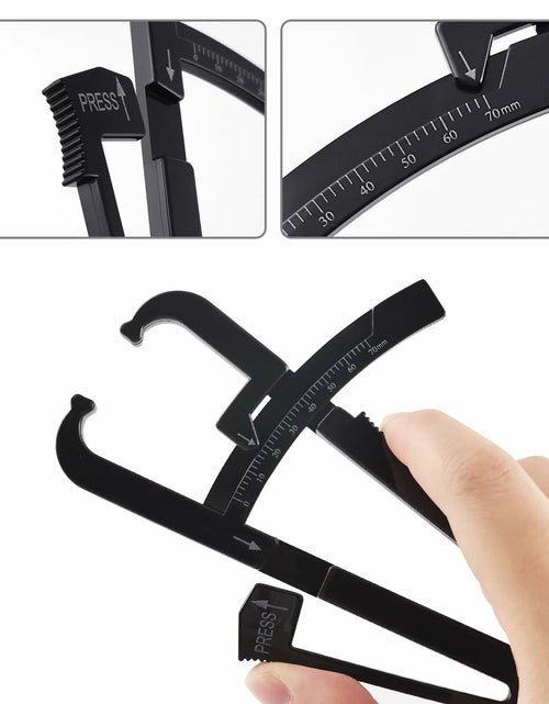 Load image into Gallery viewer, Quacc Body Fat Caliper with Slide Ruler &amp; Body Fat Charts Black
