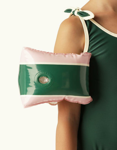 Load image into Gallery viewer, Petites Pommes Toddler Arm Floaties Striped Pink Green Ages 2-6
