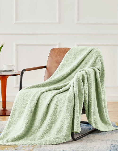 Load image into Gallery viewer, CYMULA Knit Throw Blanket Mint Green Lightweight Plush 50x60 inches
