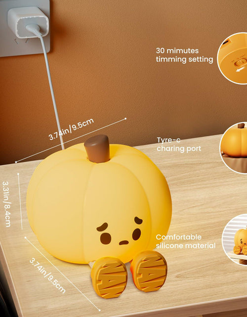 Load image into Gallery viewer, Wastou Pumpkin Silicone Night Light 3-Level Dimmable Rechargeable Orange
