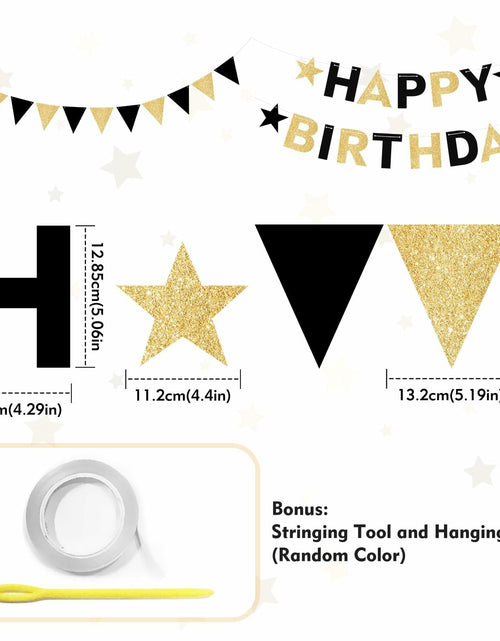 Load image into Gallery viewer, Black and Gold Happy Birthday Banner Pre-Strung Garland for Men Party Decor
