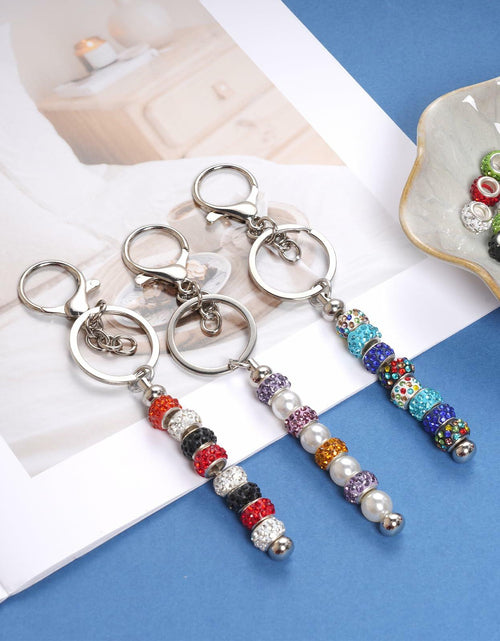 Load image into Gallery viewer, Rthjsfj 12Pcs Beadable Metal Keychain Bars for Beads DIY Craft Kit Silver
