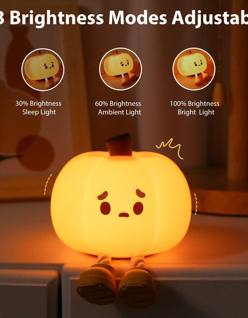 Load image into Gallery viewer, Wastou Pumpkin Silicone Night Light 3-Level Dimmable Rechargeable Orange

