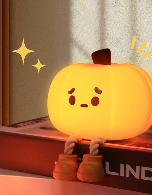 Load image into Gallery viewer, Wastou Pumpkin Silicone Night Light 3-Level Dimmable Rechargeable Orange
