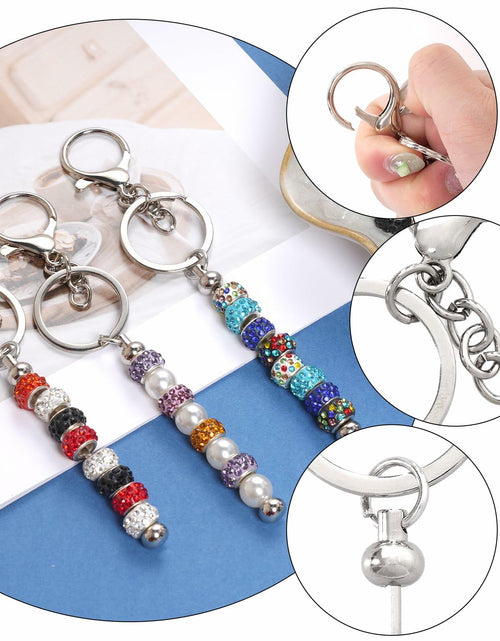 Load image into Gallery viewer, Rthjsfj 12Pcs Beadable Metal Keychain Bars for Beads DIY Craft Kit Silver
