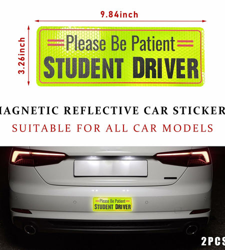 Yourkar 2PCS Magnetic Student Driver Reflective Car Safety Warning Stickers
