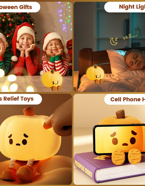 Load image into Gallery viewer, Wastou Pumpkin Silicone Night Light 3-Level Dimmable Rechargeable Orange

