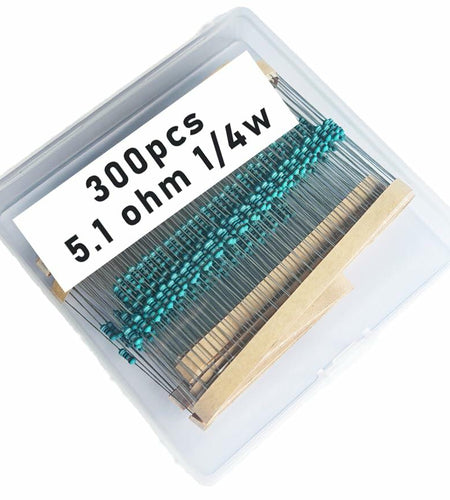 Jiefafa 5.1Ω 1/4W 1% Metal Film Resistor 0.01MF 300pcs Lead Material
