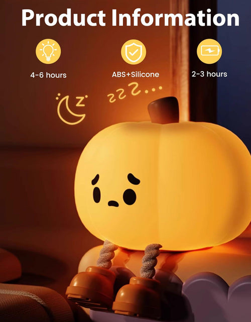 Load image into Gallery viewer, Wastou Pumpkin Silicone Night Light 3-Level Dimmable Rechargeable Orange
