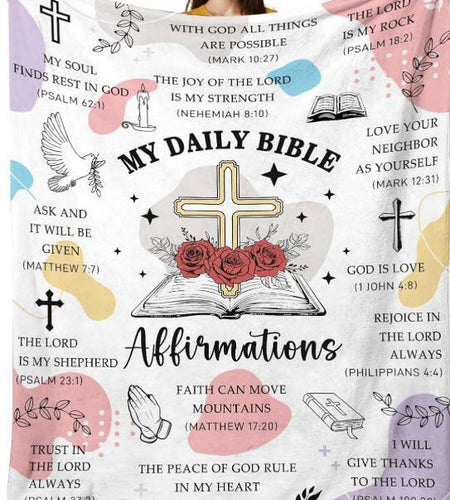 HEIFAM Bible Affirmations Blanket Inspirational Christian Gift 60x80
