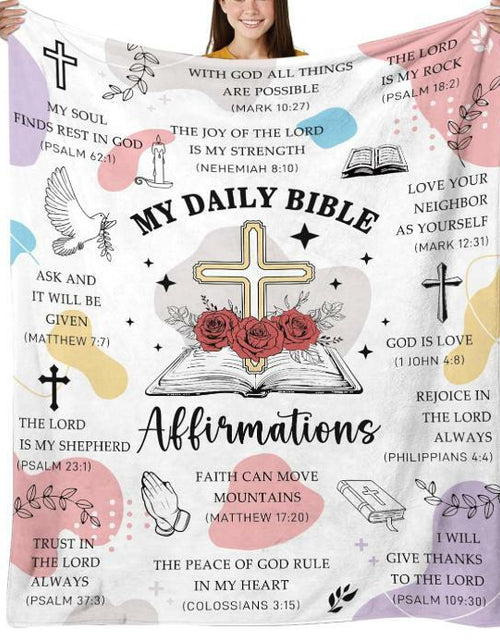 Load image into Gallery viewer, HEIFAM Bible Affirmations Blanket Inspirational Christian Gift 60x80

