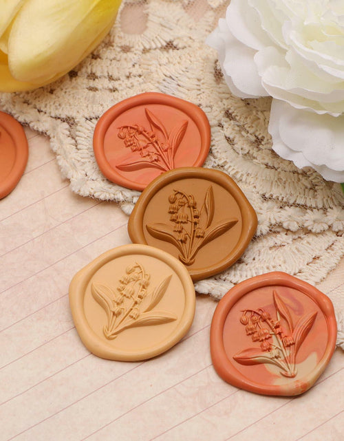 Load image into Gallery viewer, Tulip 3D Embossed Brass Wax Seal Round Wood Handle Vintage Flower Design
