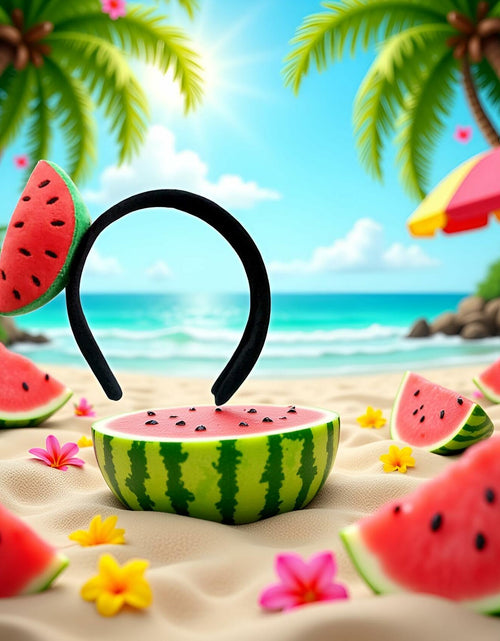 Load image into Gallery viewer, Sluswallow Watermelon Strawberry Plush Hairband Headband Red Cloth Accessory
