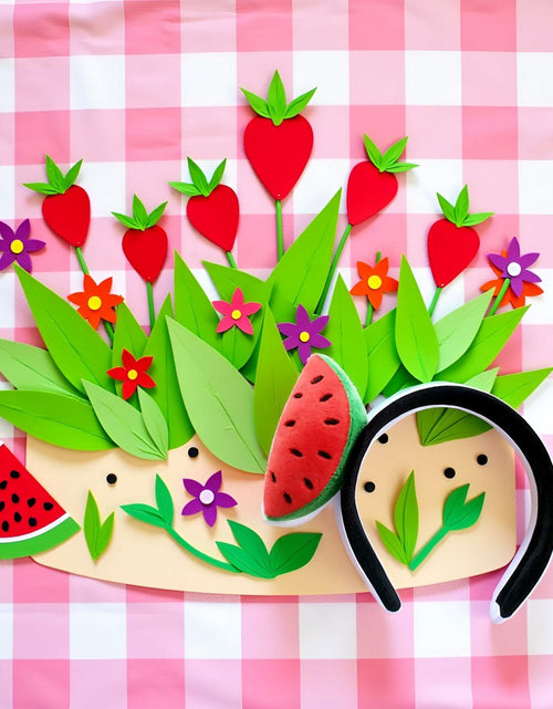 Load image into Gallery viewer, Sluswallow Watermelon Strawberry Plush Hairband Headband Red Cloth Accessory

