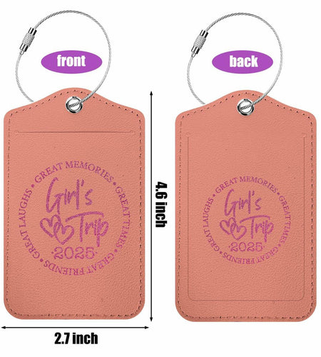 BQXH 2 Pcs Cinnamon Girls Trip Luggage Tags Glitter Name ID Labels 2025