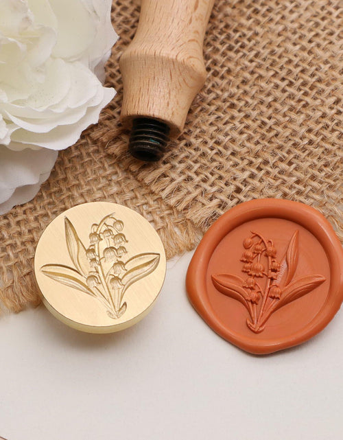 Load image into Gallery viewer, Tulip 3D Embossed Brass Wax Seal Round Wood Handle Vintage Flower Design
