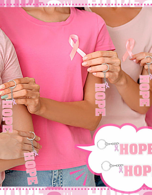 Load image into Gallery viewer, Nosiny 24 Pcs Pink Breast Cancer Awareness Acrylic Keychains 4.13x1.42in
