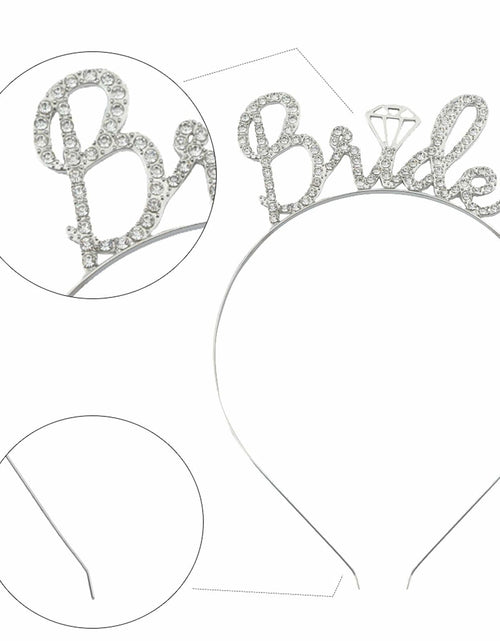 Load image into Gallery viewer, Apone Fatu 3 Pcs Bride Crown Headband Sash Veil Bachelorette Party Gold
