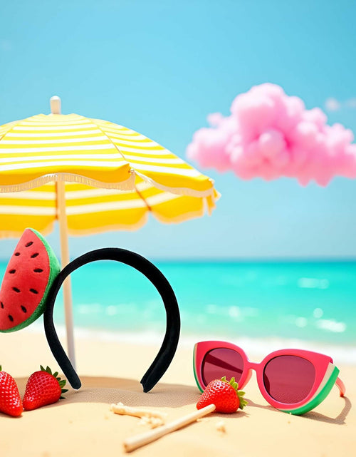 Load image into Gallery viewer, Sluswallow Watermelon Strawberry Plush Hairband Headband Red Cloth Accessory
