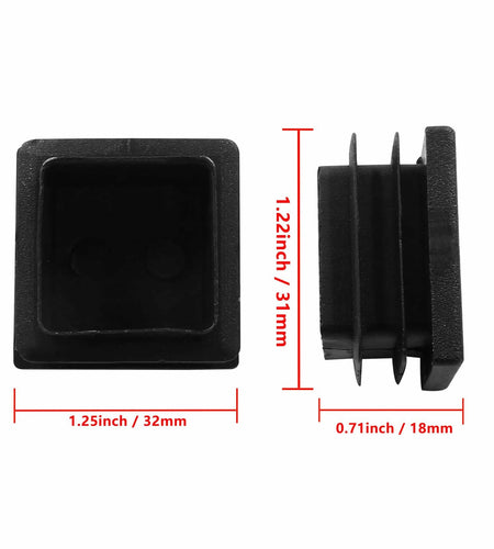 8 Pack 1.25" Square Plastic Tubing Plug Black Steel Fence Post End Caps