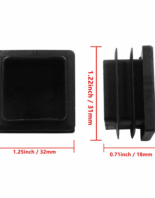 Load image into Gallery viewer, 8 Pack 1.25" Square Plastic Tubing Plug Black Steel Fence Post End Caps
