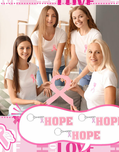 Load image into Gallery viewer, Nosiny 24 Pcs Pink Breast Cancer Awareness Acrylic Keychains 4.13x1.42in
