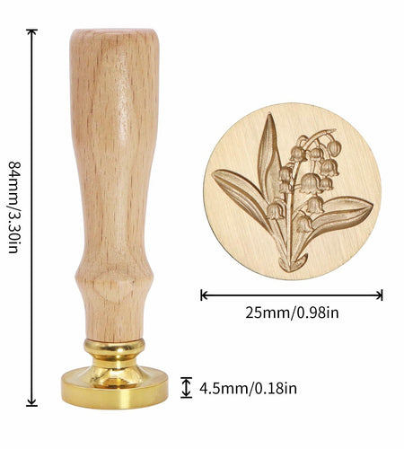 Tulip 3D Embossed Brass Wax Seal Round Wood Handle Vintage Flower Design