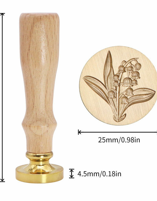 Load image into Gallery viewer, Tulip 3D Embossed Brass Wax Seal Round Wood Handle Vintage Flower Design
