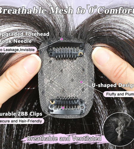 BUPPLER 360° 3D Hair Topper with Bangs for Thinning Hair 4x6 Brown Black-1B